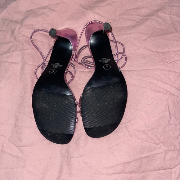 Y2K Metallic Pink Strappy Kitten Heels - Picture 3 of 3